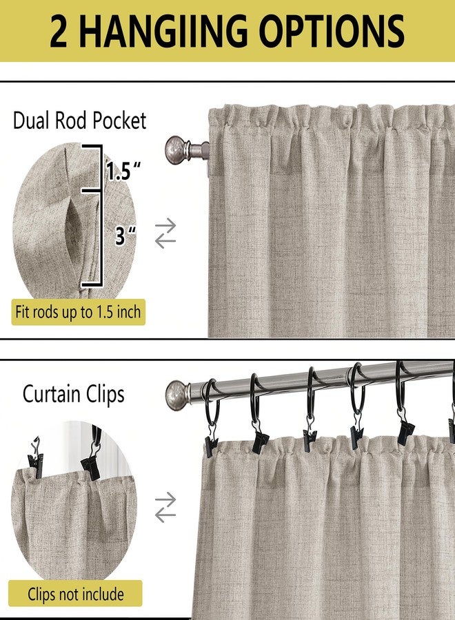 WelvetBLK Linen Kitchen Curtains 36 Inch Length 2 Panels, Light Filtering Farmhouse Faux Linen Textured Short Curtains for Windows, Small Curtain Tier for Cafe Cabinet Bathroom RV Camper, 30Wx36L Inch - Image 5